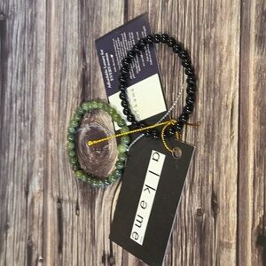 Two beaded bracelets Alkeme black darker green stackable